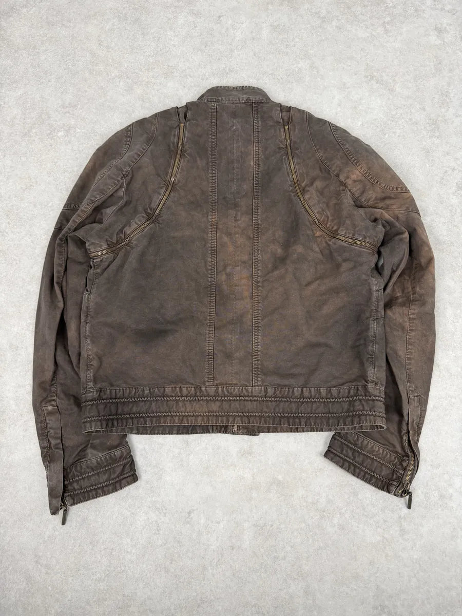 SS2004 Cavalli Brown Multi-Zip Bomber Jacket ABODWLo 1