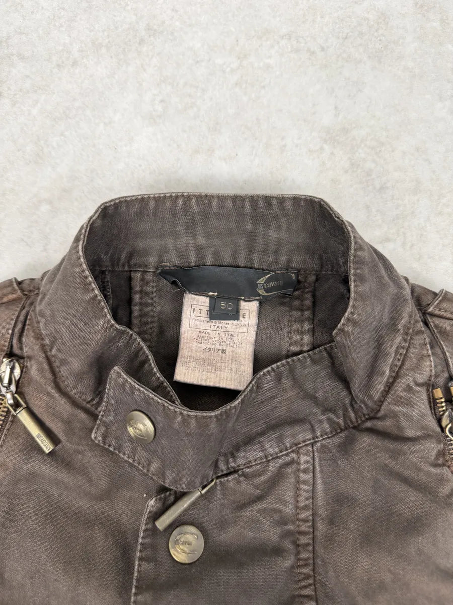 SS2004 Cavalli Brown Multi-Zip Avant-Garde Jacket ABODWLo 10