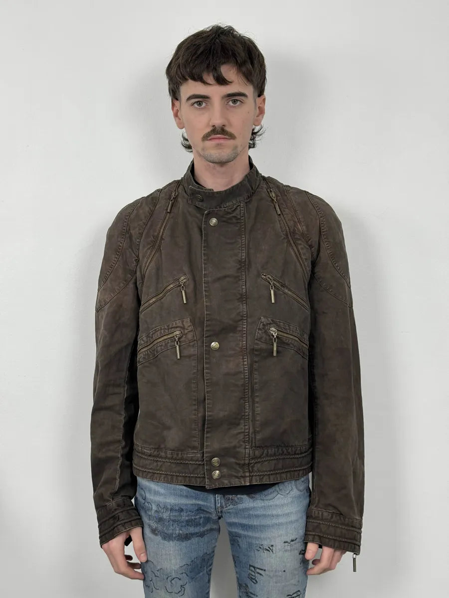SS2004 Cavalli Brown Multi-Zip Avant-Garde Jacket ABODWLo 2