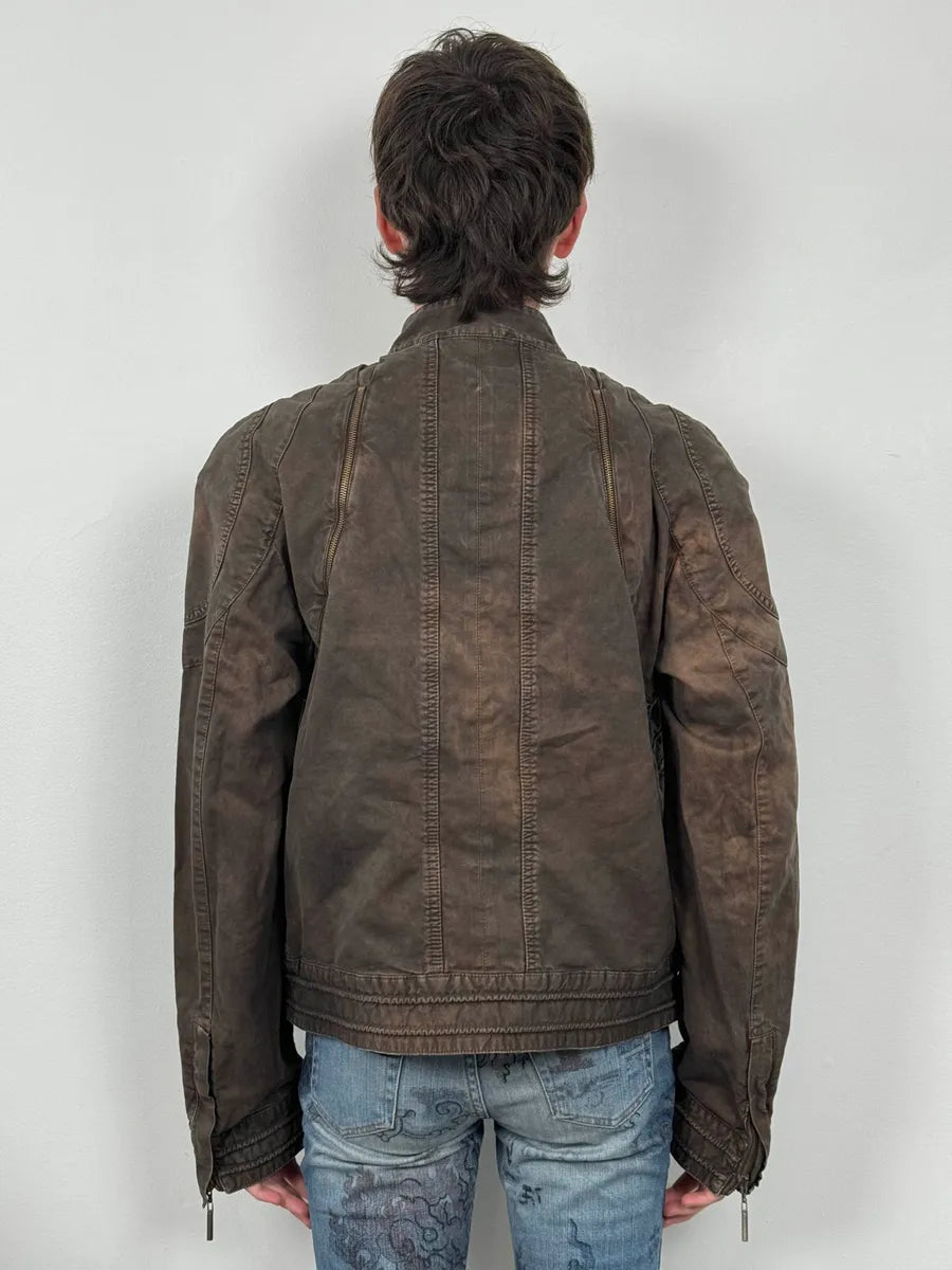 SS2004 Cavalli Brown Multi-Zip Avant-Garde Jacket ABODWLo 3