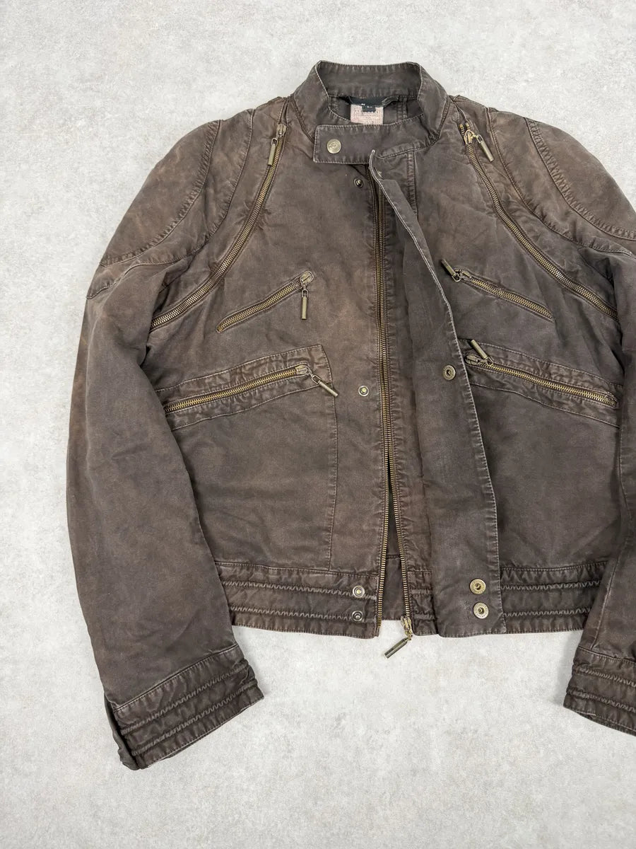 SS2004 Cavalli Brown Multi-Zip Bomber Jacket ABODWLo 7