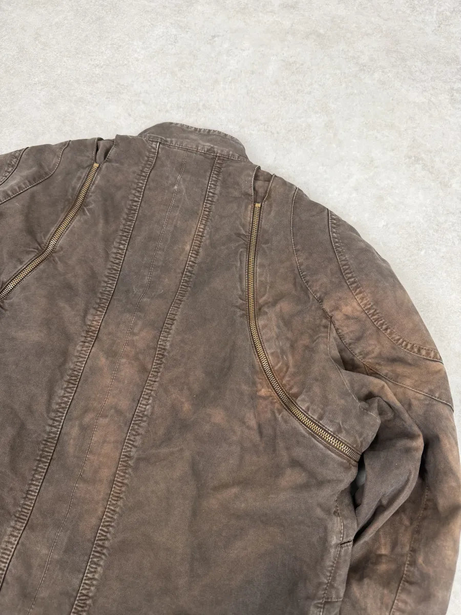 SS2004 Cavalli Brown Multi-Zip Bomber Jacket ABODWLo 8