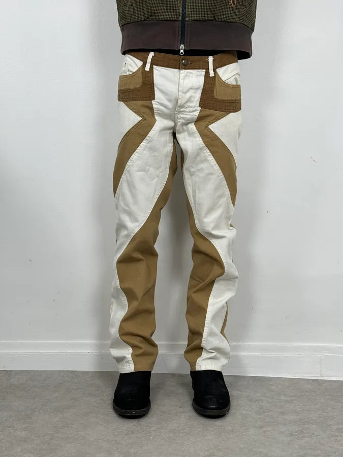 SS2004 Cavalli Calm Sahara Beige & White Pants AtqADvi 1