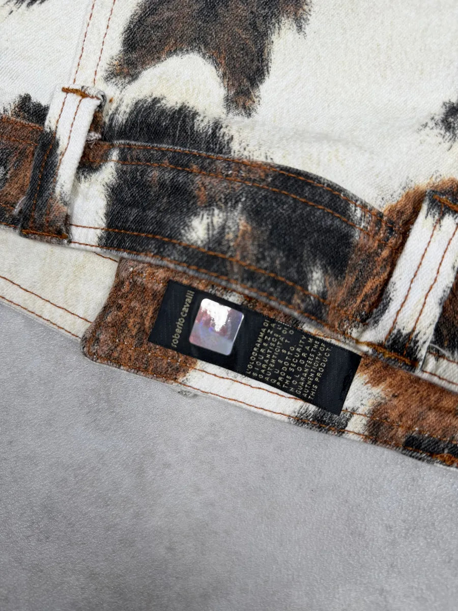 SS2004 Cavalli Cow Print Movement Beige Trucker Jacket JdvSsdv 7