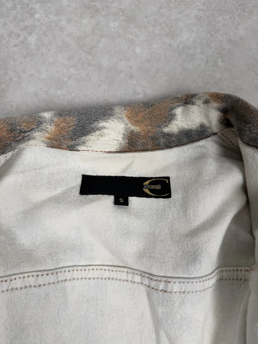 SS2004 Cavalli Cow Print Movement Beige Trucker Jacket JdvSsdv 8