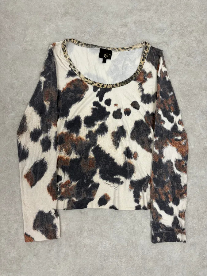 SS2004 Cavalli Cow Print Movement Longsleeves xUEveeE 0