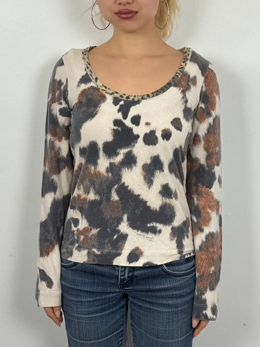 SS2004 Cavalli Cow Print Movement Longsleeves xUEveeE 1
