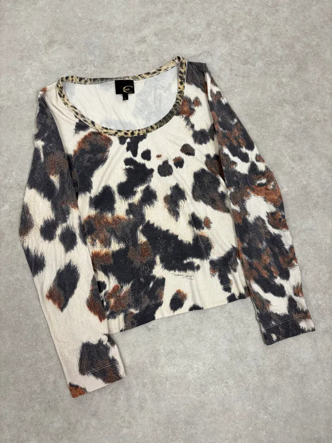 SS2004 Cavalli Cow Print Movement Longsleeves xUEveeE 3