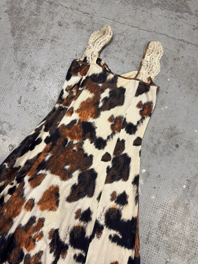 SS2004 Cavalli Cowprint Effect White & Brown Dress Dolce Vita Hub SS2004 Cavalli Cowprint Effect White & Brown Dress Dolce Vita Hub