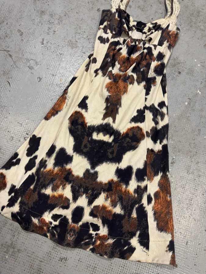 SS2004 Cavalli Cowprint Effect White & Brown Dress MCNXczM 3