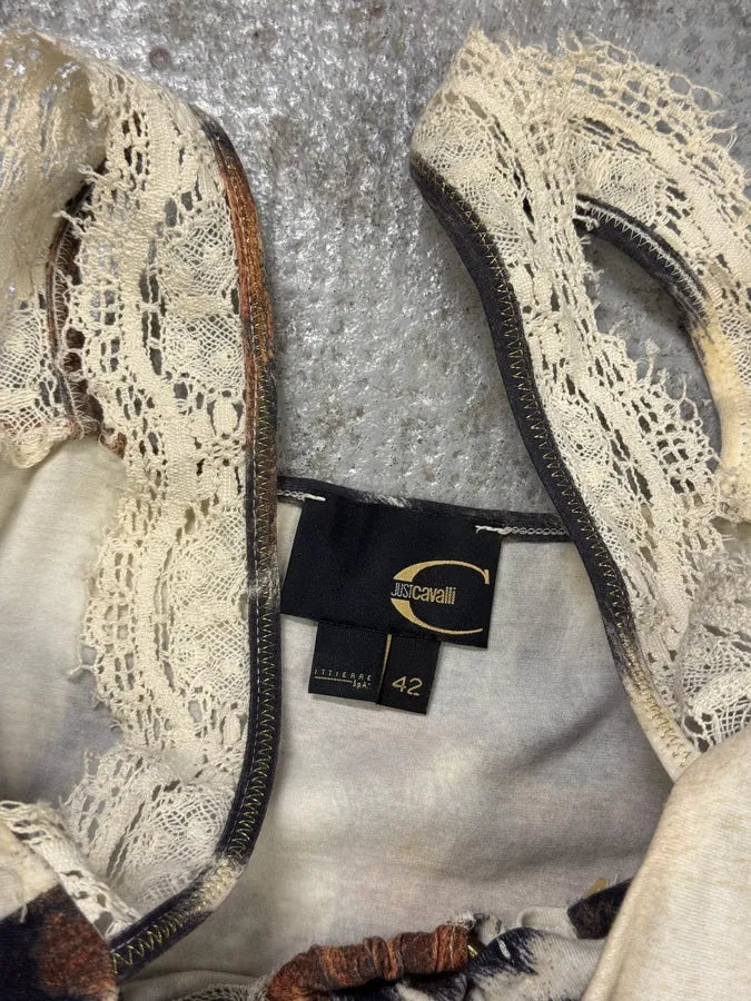 SS2004 Cavalli Cowprint Effect White & Brown Dress MCNXczM 5