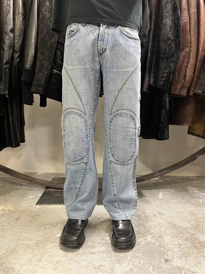 SS2004 Cavalli Double Knee Blue Denim Jeans (M) OBJzZtl 0