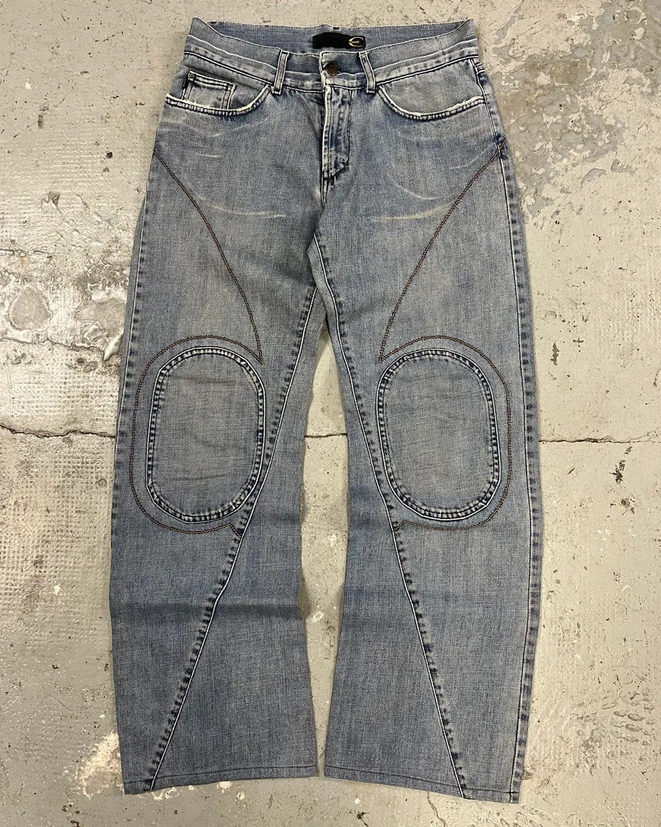 SS2004 Cavalli Double Knee Blue Denim Jeans (M) OBJzZtl 1