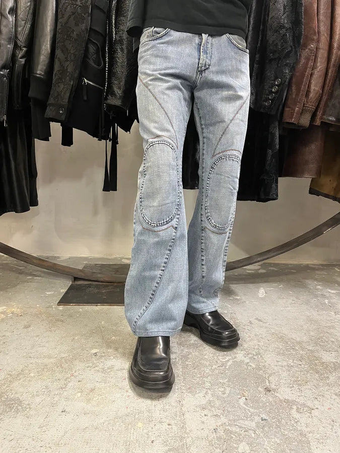 SS2004 Cavalli Double Knee Blue Denim Jeans (M) OBJzZtl 2