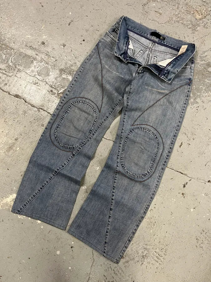 SS2004 Cavalli Double Knee Blue Denim Jeans (M) OBJzZtl 4