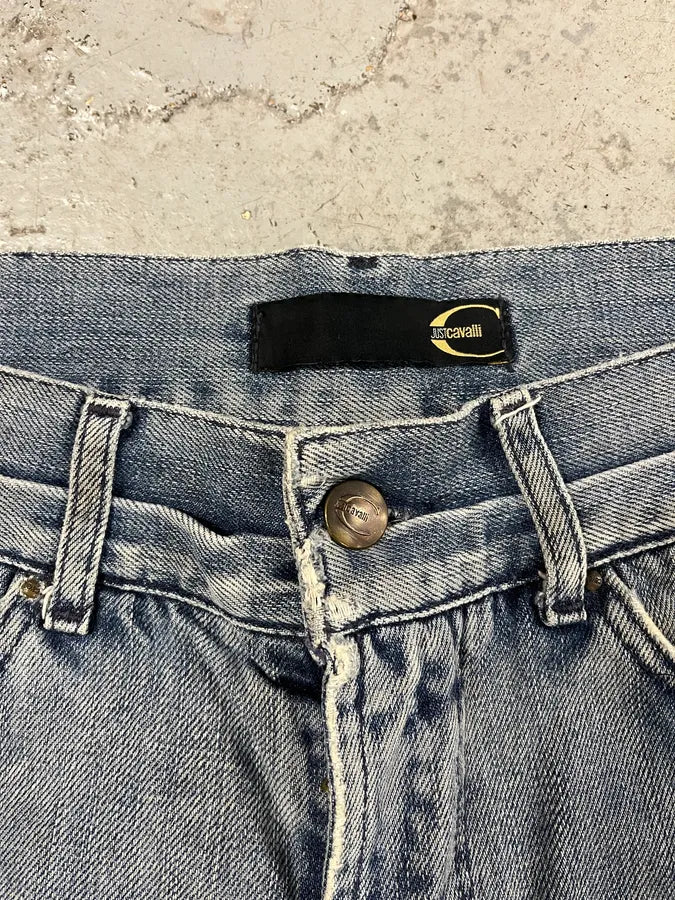 SS2004 Cavalli Double Knee Blue Denim Jeans (M) OBJzZtl 8