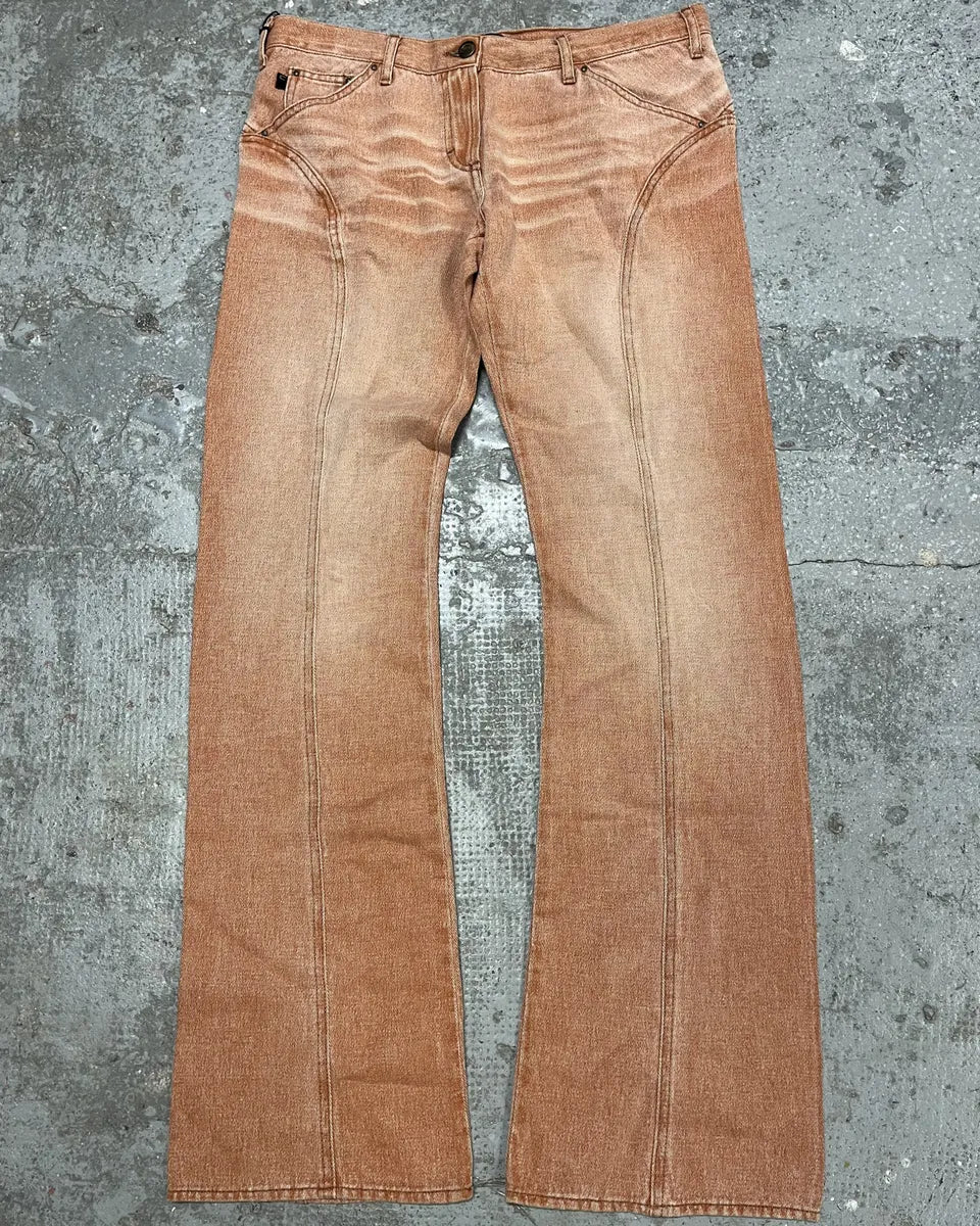 SS2004 Cavalli Faded Orange Structured Pants enISgqq 3