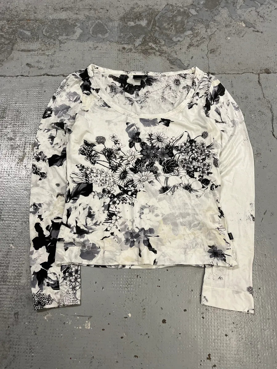 SS2004 Cavalli Floral Black & White Longsleeves KgfuWKK 2
