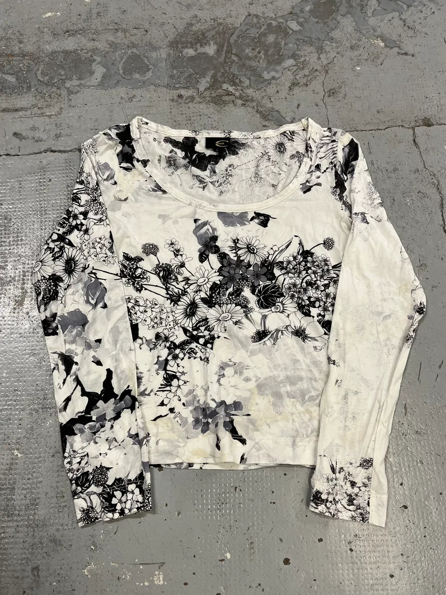 SS2004 Cavalli Floral Black & White Longsleeves KgfuWKK 3