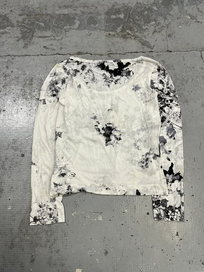 SS2004 Cavalli Floral Black & White Longsleeves KgfuWKK 7
