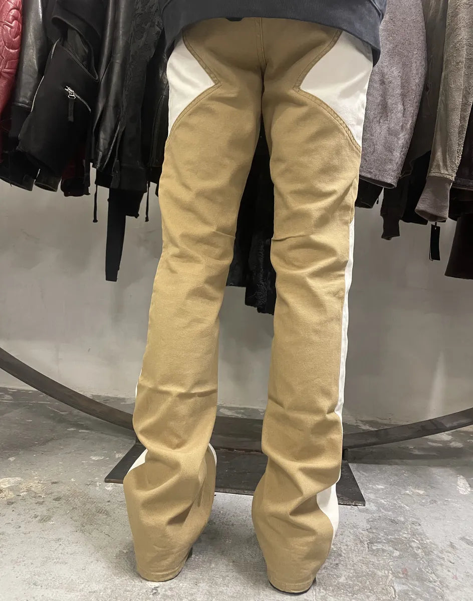 SS2004 Cavalli Geometrical Relaxed Tricolor Beige White Pants (S) SdrcXDr 2