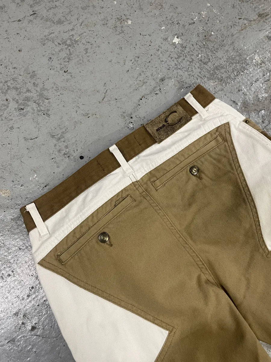 SS2004 Cavalli Geometrical Relaxed Tricolor Beige White Pants (S) SdrcXDr 5