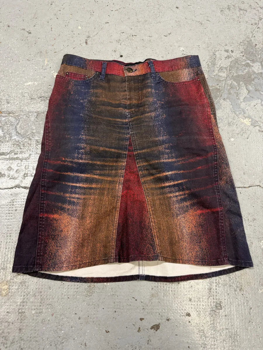 SS2004 Cavalli Glamour Red Faded Skirt OBywtzO 0