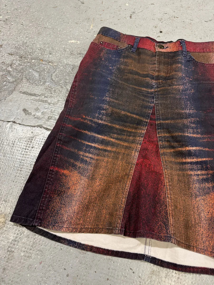 SS2004 Cavalli Glamour Red Faded Skirt OBywtzO 2