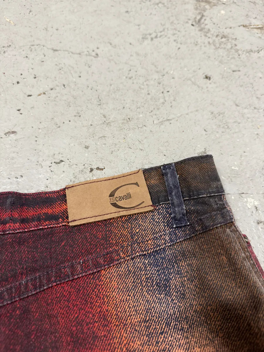 SS2004 Cavalli Glamour Red Faded Skirt OBywtzO 3