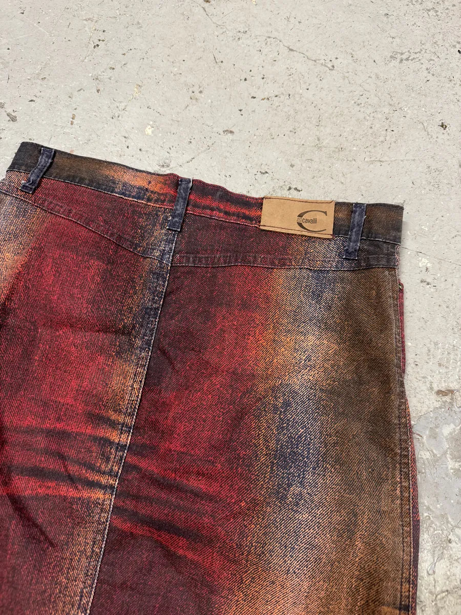 SS2004 Cavalli Glamour Red Faded Skirt OBywtzO 4