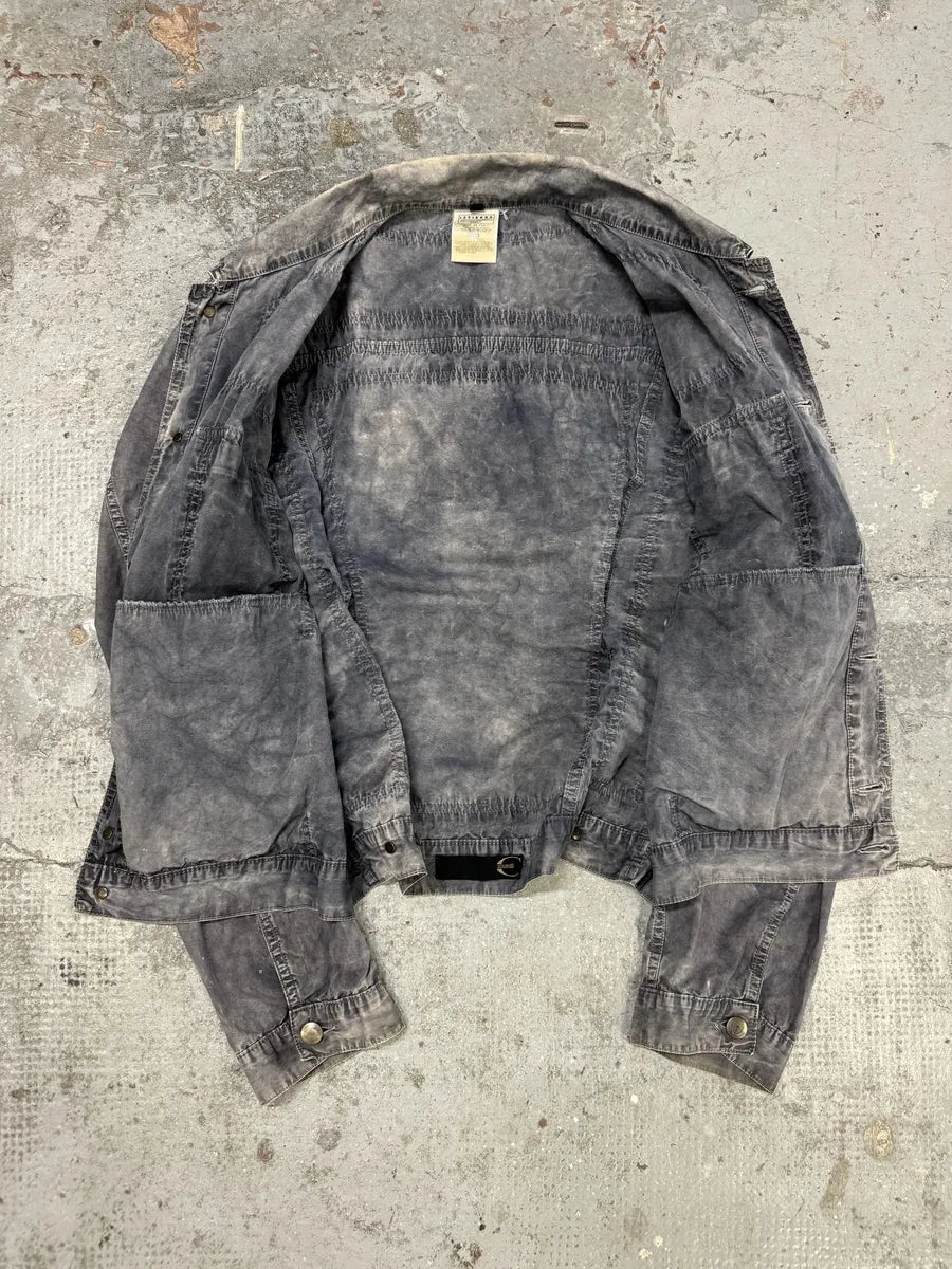 SS2004 Cavalli Grey 3D Distressed Denim Jacket cHSeOBG 5