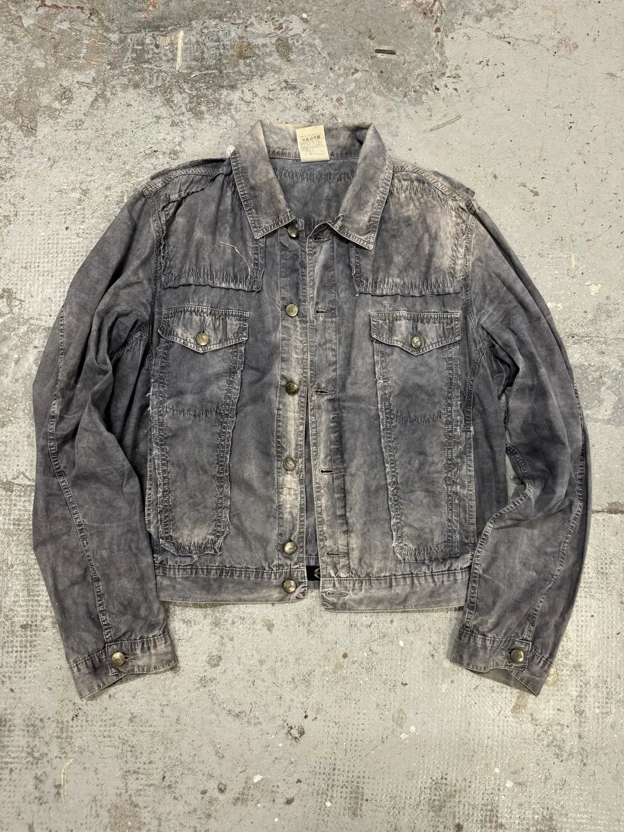 SS2004 Cavalli Grey 3D Distressed Denim Jacket cHSeOBG 6