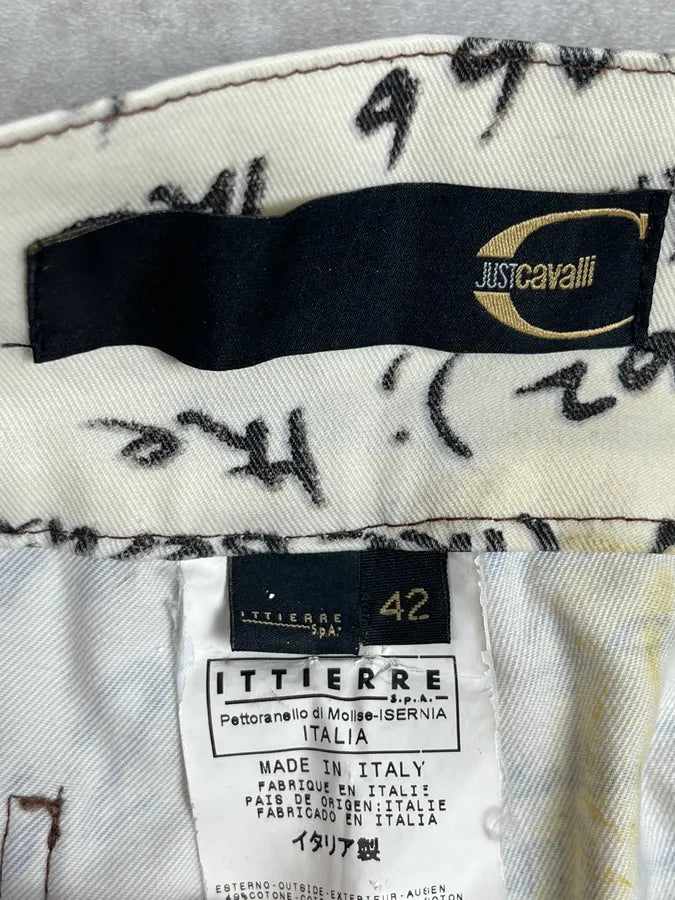 SS2004 Cavalli Magazine Newspapers Beige Pants QigYTcu 11