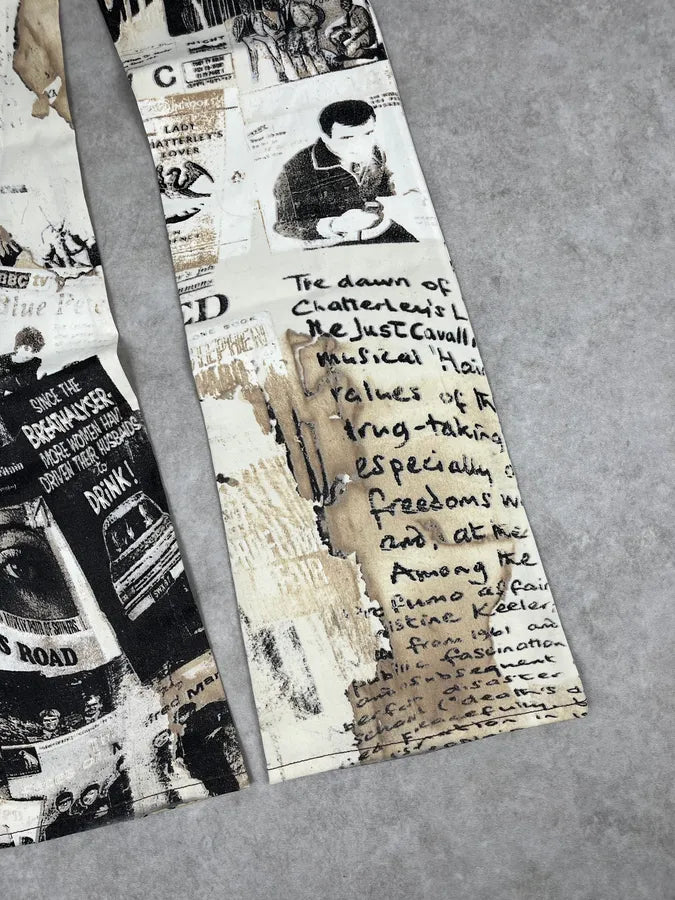 SS2004 Cavalli Magazine Newspapers Beige Pants QigYTcu 8