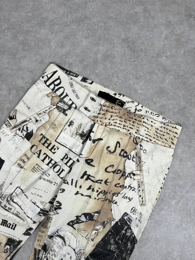 SS2004 Cavalli Magazine Newspapers Beige Pants QigYTcu 4