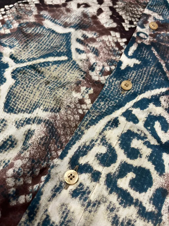 SS2004 Cavalli Mozaic Snakeskin Effect Brown & Blue Shirt aydnApb 6