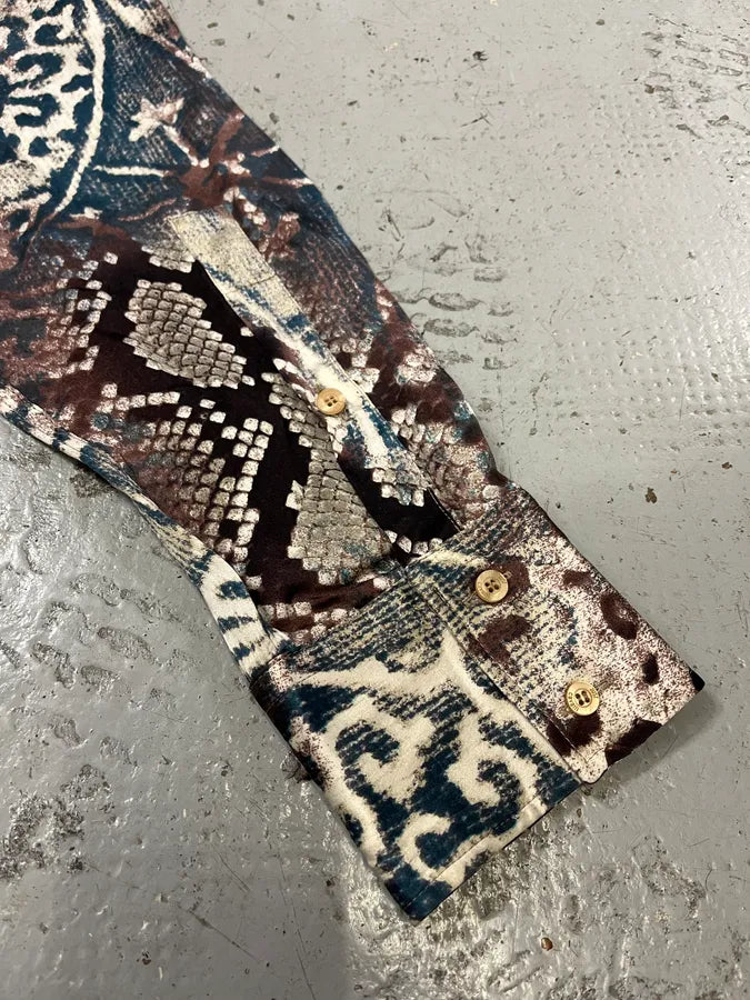 SS2004 Cavalli Mozaic Snakeskin Effect Brown & Blue Shirt aydnApb 7