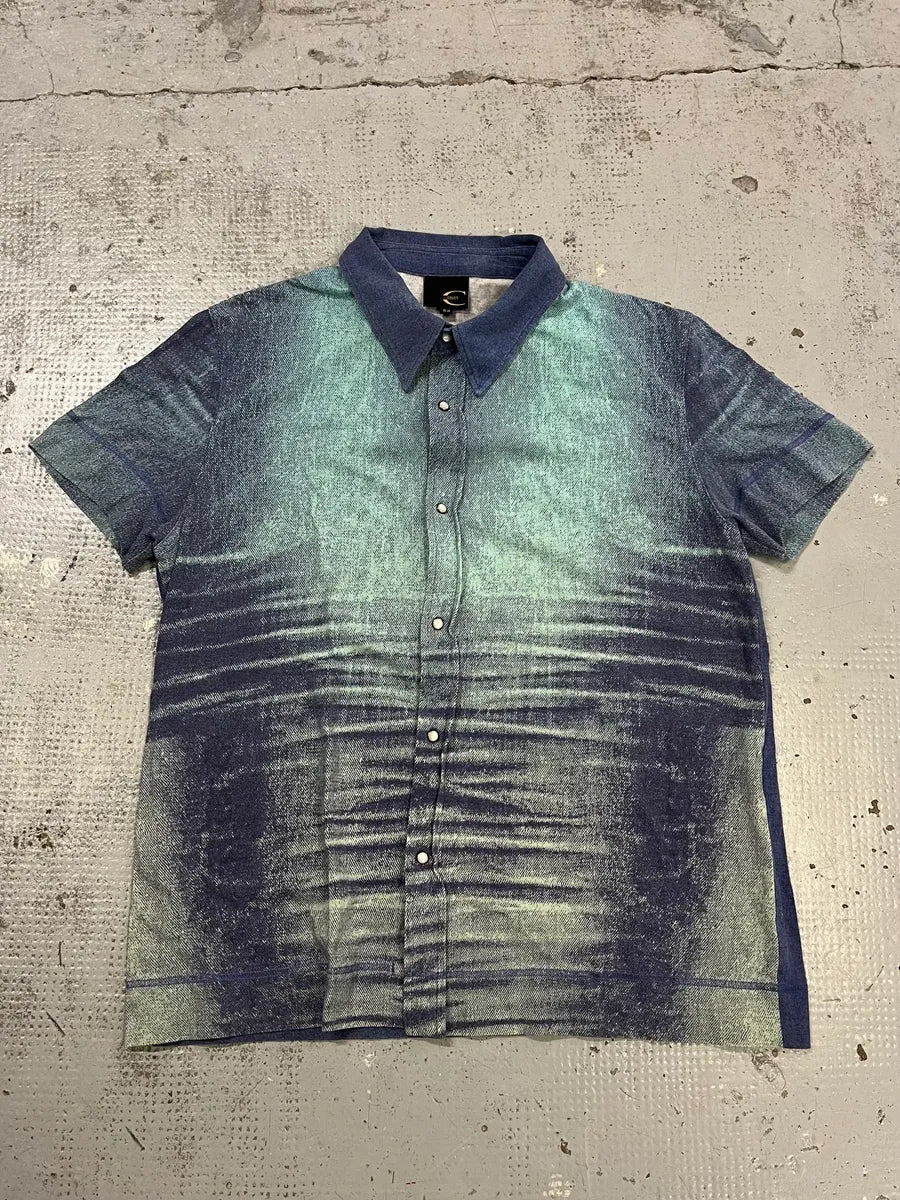 SS2004 Cavalli Overprint Blue Shirt rcTmmmk 0