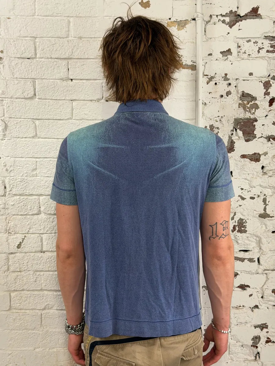 SS2004 Cavalli Overprint Blue Shirt rcTmmmk 2