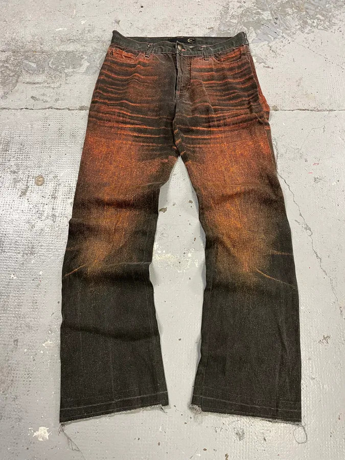 SS2004 Cavalli Overprint Orange Grey Pants HbJukUp 0