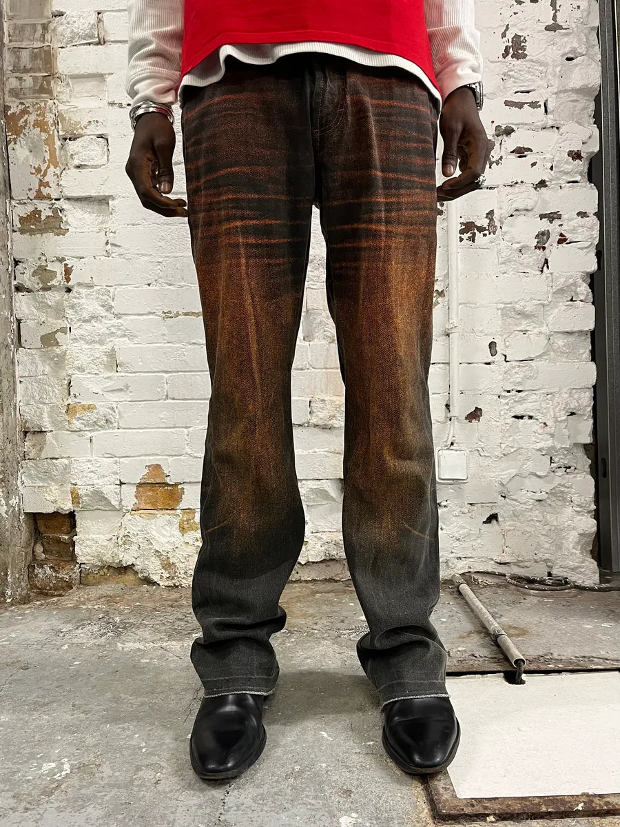 SS2004 Cavalli Overprint Orange Grey Pants HbJukUp 1