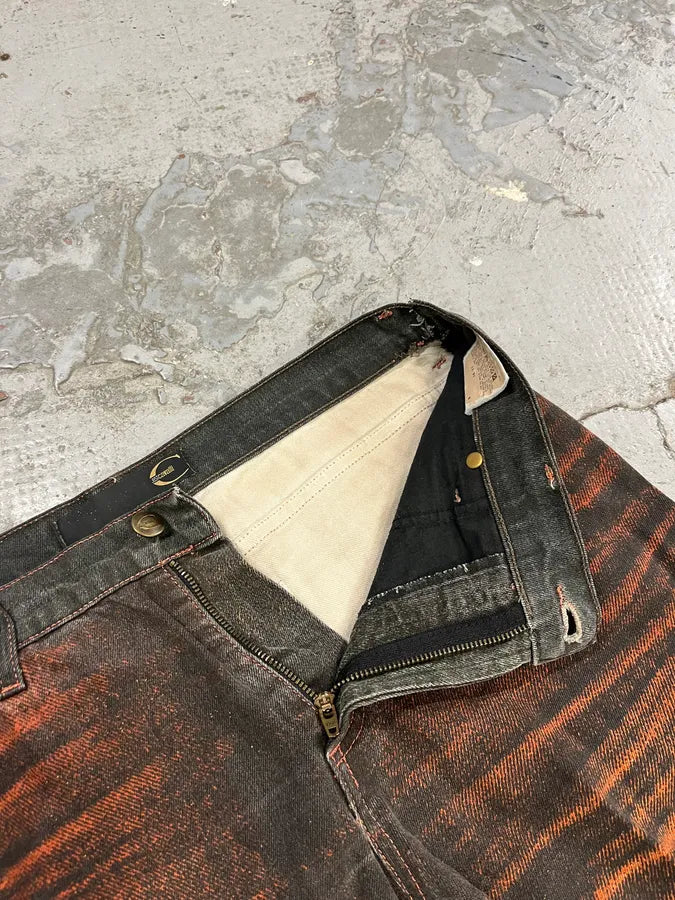 SS2004 Cavalli Overprint Orange Grey Pants HbJukUp 10