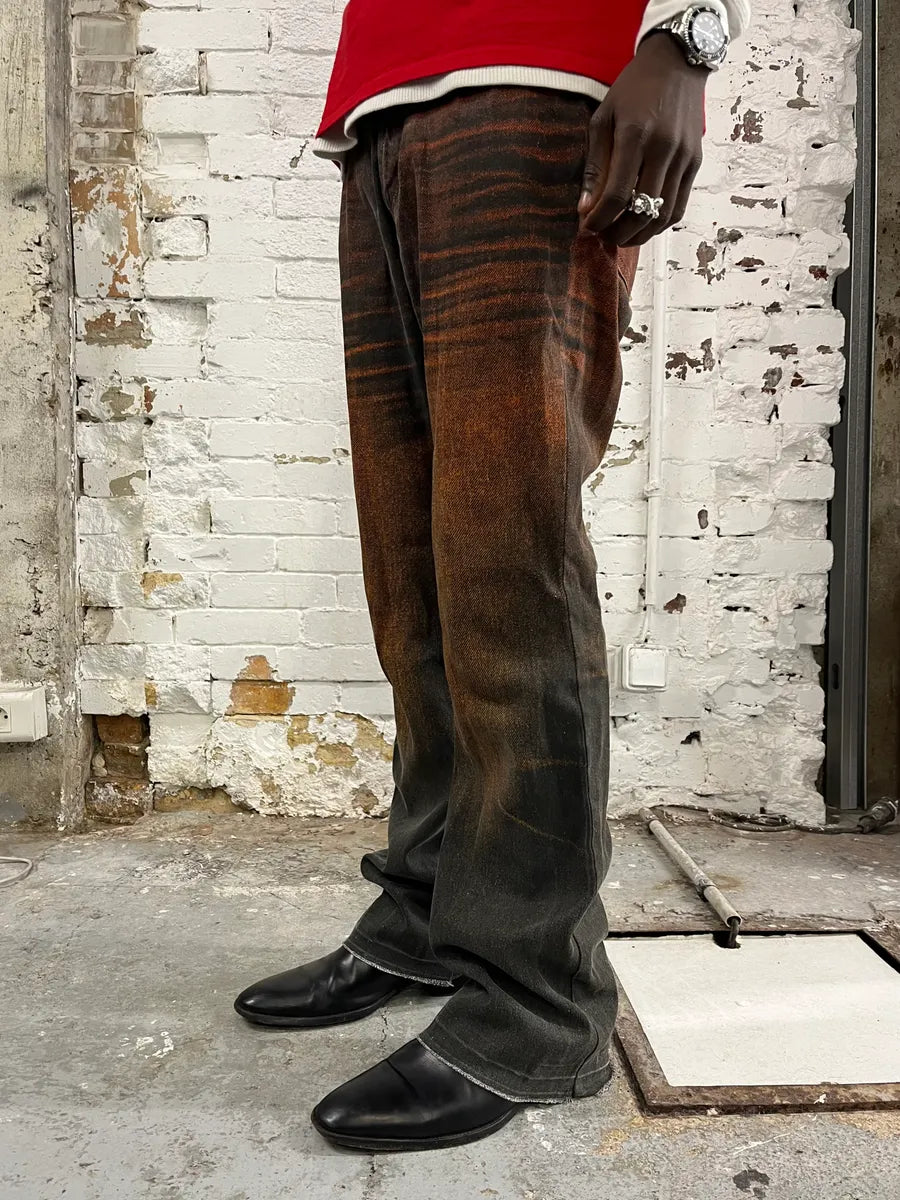 SS2004 Cavalli Overprint Orange Grey Pants HbJukUp 2