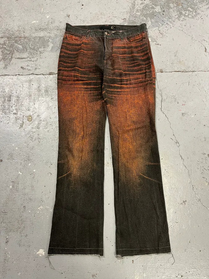 SS2004 Cavalli Overprint Orange Grey Pants HbJukUp 4