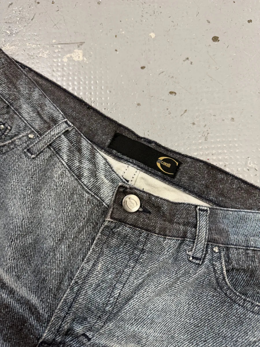 SS2004 Cavalli Overprint Wide Grey Pants LJBufiV 6