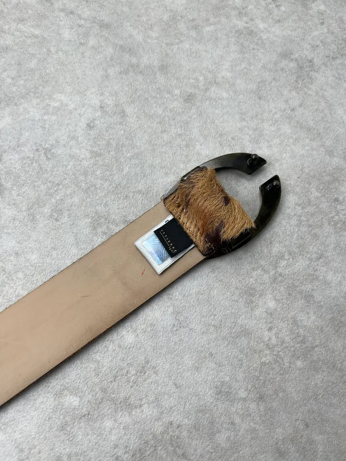 SS2004 Cavalli Pony Hair Beige Cowhide Leather Belt wHuwAya 6