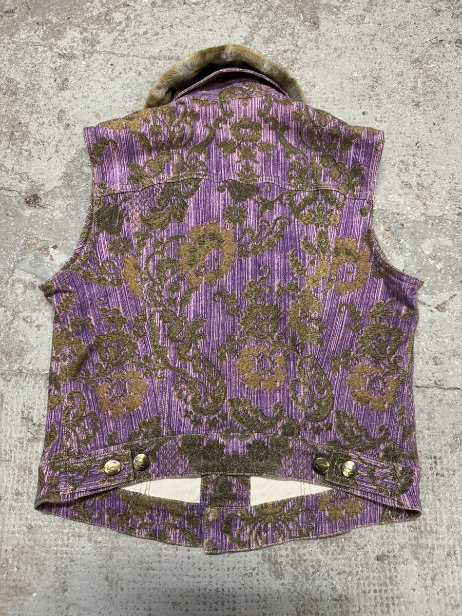 SS2004 Cavalli Purple Fur Collar Royal Vest (S/M) QWRltpE 1