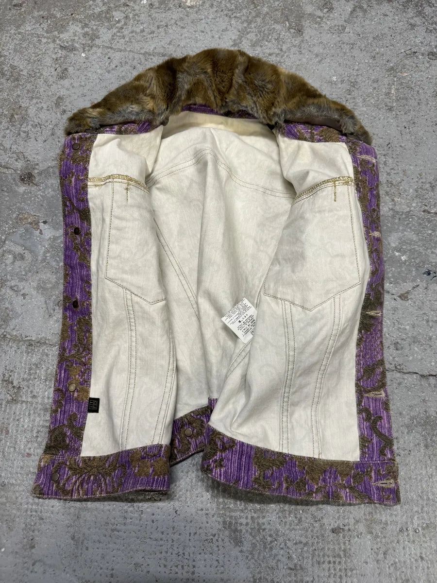 SS2004 Cavalli Purple Fur Collar Royal Vest (S/M) QWRltpE 3