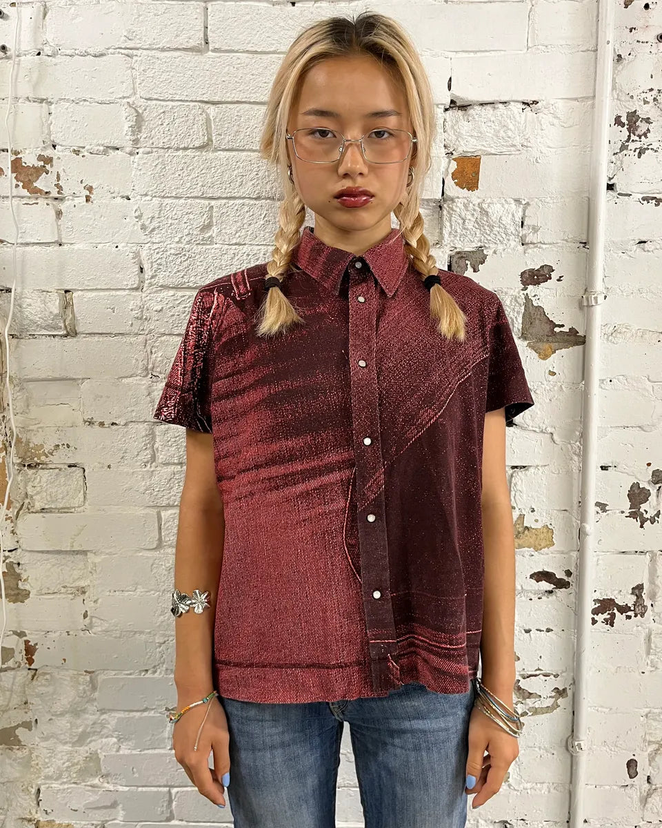SS2004 Cavalli Red Trompe L’œil Short Sleeves Shirt  cbQJAEI 1
