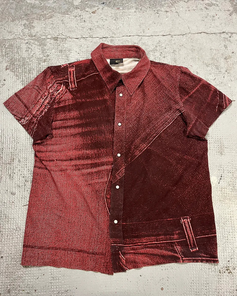 SS2004 Cavalli Red Trompe L’œil Short Sleeves Shirt  cbQJAEI 3